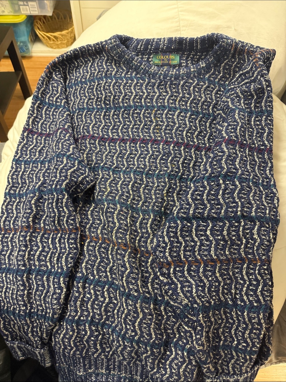 Alexander Julian Navy Patterned Crewneck Sweater